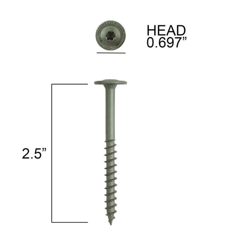 Badass Quarter Inch By Two Point Five Structural Lag Screws Grade 5 Heavy Duty Fasteners depicted showing 2.5 inch length and washer head.