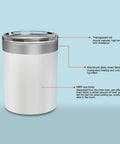 Compact Electric Cup Cooler And Warmer With Triple Temp Settings features transparent lid and ABS body with aluminum inner tank.