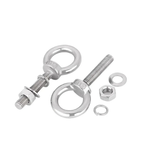 Heavy Duty Eye Bolts Kit For Outdoor Use, Weatherproof And Rust Resistant Hardware Set With High Load Bearing Capacity, Perfect For Ropes, Chains, Lifts, And Tethers In Rain, Sun, And Damp Conditions., M10x120mm stainless steel eye bolts with nuts and washers