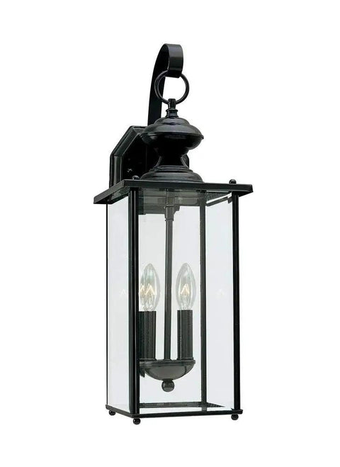Jamestowne Outdoor Wall Sconce 2-Light Exterior Lantern With 7W Total Black Finish Weatherproof Aluminum Housing