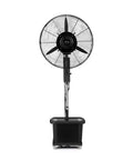 Premium Industrial Misting Floor Fan For Home And Patio Wide Angle Auto Oscillation Three Speed Height Adjustable Air Circulator front view.