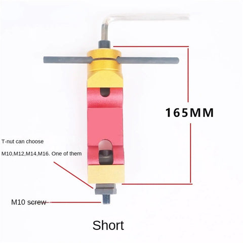 Foolproof Adjustable CNC Mill Locator Tool With Dead Nuts Accurate Grip For Fast Workpiece Stop Positioning Short Profile M14 Thread Hardware Kit with dimensions and colorful design.