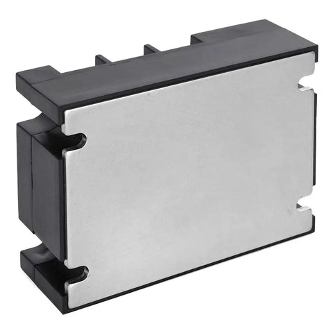 Solid State Relay SSR DC to AC Control With DC Control, AC Output, Bolted Installation for Power Control Gear and Industrial Electrical Applications, Built Tough, Reliable, Easy Mount for Heavy Duty Setups, black metal housing