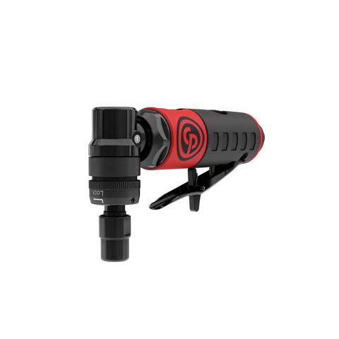 Heavy Duty Right Angle Air Die Grinder With A Slick Compact Build And 1/4 Inch Collet side view showing collet and handle features.