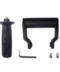 Ergonomic Side Handle for Angle Grinders with a Grip That Holds like Glue Utilizes 10Mm Thread for Snug Fitting components, solid black rubber grip.