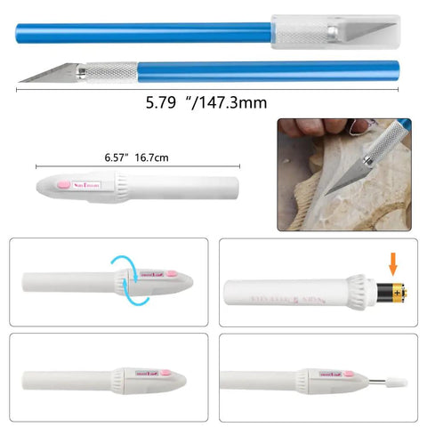 Craft knife and pen tool from 15 Piece Model Tools Kit For Gundam And Car Models, Pro Hobby Craft Set With Side Pliers, Nippers, Craft Knives.