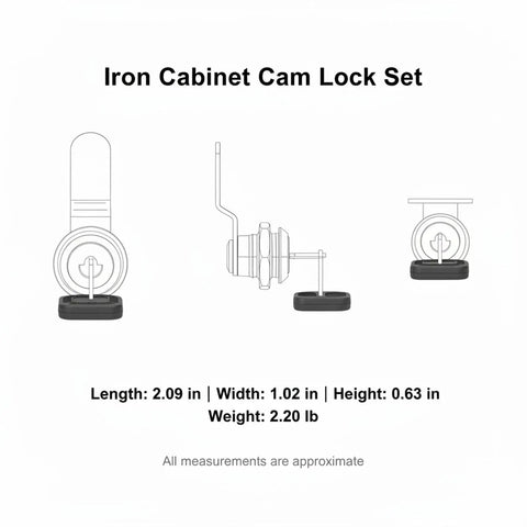 Diagram of Multipurpose Iron Cam Lock For Metal Cabinets, File Drawers, And Lockers with Silver Finish Replacement Hardware