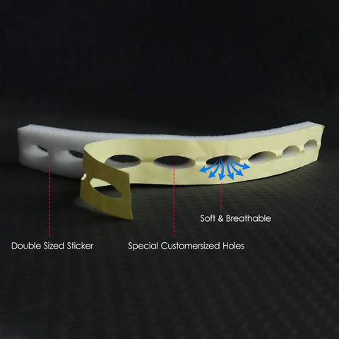 Sponge strips with custom holes for Adjustable Full Face Shield Kit With Anti Fog Clear Visors Lightweight Frame 2 Pack.