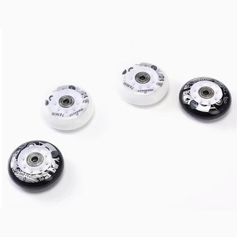 Inline Skate Wheels For Outdoor And Indoor Use 85A Hardness 72mm 76mm 80mm 8 Pack With Bearings Black Durable PU Material visible