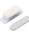 Magnetic Cabinet Catches With Hidden Door Stop for Closet and Cupboard, Stainless Steel Strength, Powerful Magnet, White Silver Finish