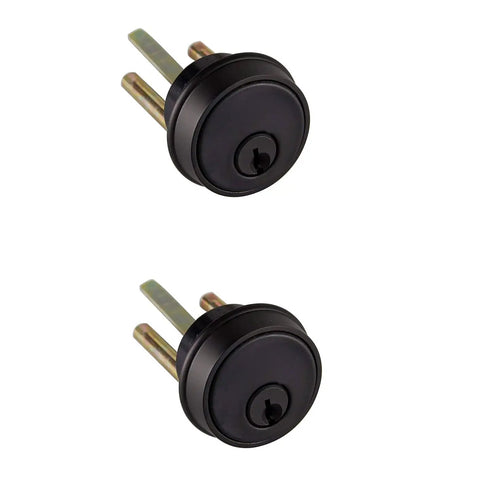 Two keyed alike cylinders for Reversible Double Door Handle Set With Deadbolt And Lever, 16.5 Inch Oil Rubbed Bronze Security Entrance Lock