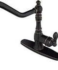 American Classic Single Handle Kitchen Faucet With Sprayer Three Hole Installation Deck Plate Ten Inch Spout Naples Bronze