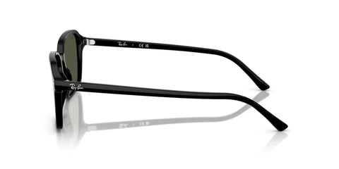 Side view of Raimond RB2231 Sunglasses Black Green 58mm Wide Fit Bold Rectangular Shades, black frame with green lenses.