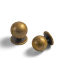 Antique Brass Cabinet Knobs 1 Inch Vintage Round Zinc Alloy Set Of 2 For Kitchen Drawers Dressers Vanities Closets With Warm Patina