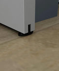 Black Aluminum Floor Guide For Sliding Barn Door Hardware Set Of 2 With T Shape Floor Mounted under door on wood floor