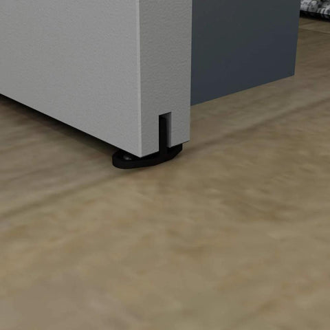 Black Aluminum Floor Guide For Sliding Barn Door Hardware Set Of 2 With T Shape Floor Mounted under door on wood floor