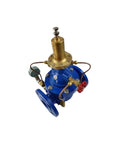 Manual 500X Water Ductile Iron Flow Control Valve With Pressure Relief PN 10 16 DN100 General Purpose Water System Valve Heavy Duty Built To Last 400X 500X Size Easy Manual Operation And Durable Flow Regulation, blue flange