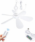 USB Powered Mini Ceiling Fan With Six Blades Quiet DC 5V USB Hanging Fans For Indoor Outdoor Use In RV Dorm Bedroom White