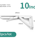 Four Piece Heavy Duty Folding Shelf Bracket Set With 65 Kg Capacity Wall Mounted Triangular Support shown unfolded.