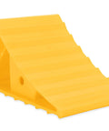 Camco yellow wheel chock, plastic wedge with stepped ramp for trailer or RV stabilization