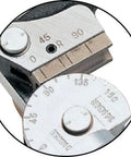 Close-up of Heavy Duty 408M Tube Bender showing angle markings for accurate 90 to 180 degree bends. Durable construction.