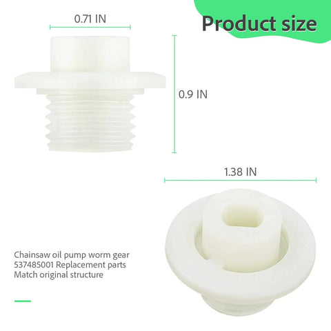Oil Pump Worm Gear Replacement 2 Pack For Ryobi 40V Cordless Chainsaw Models RY40503 RY40505 RY40505VNM RY40580