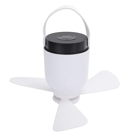 Dpofirs USB Rechargeable Ceiling Fan with LED Lamp, Remote Controlled, compact design with white body and three blades