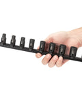 Three Eighth Inch Drive 12 Point Impact Socket Set Thirty Four Piece With Rails Includes One Quarter Inch Through One Inch Sockets