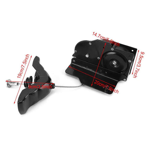 Hella Sturdy Heavy Duty Spare Tire Hoist Carrier Winch Built From Premium Rust Proof Steel For Ford F450 F550 Work Trucks showing detailed measurements and components.