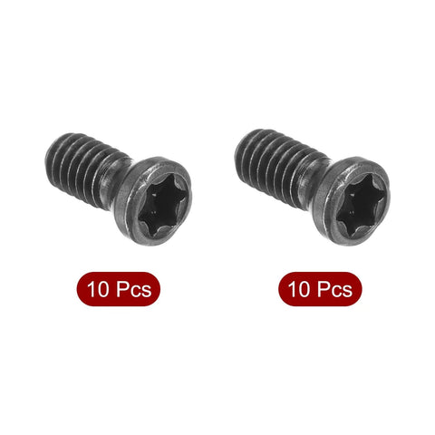 Badass M2.5 Torx Screws Delivering Twenty Pieces Of Drop Dead Tough 12.9 Alloy Steel Fasteners Packaged With A T8 Wrench For Carbide Inserts That Lock Down Tight On Every Shop Rig showing two fasteners.