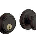 Low Profile Traditional Single Cylinder Deadbolt With Oil Rubbed Bronze Finish 5 Pin Keying Solid Brass Build Steel Reinforced Strike