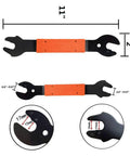Heavy Duty Bike Pedal Wrench Spanner 15 16 17 mm For Quick Repair And Removal On Mountain Bikes BMX Cyclocross With Long Handle And Comfortable Grip Carbon Steel Build, dimension illustration