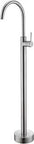 Freestanding Bathtub Filler With Hand Shower Floor Mount Tub Faucet In Brushed Nickel Hot And Cold Waterlines One Half Inch Inlets