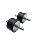 Heavy Duty Rubber Vibration Isolator Mounts Set Of Ten Shock Resistant Dual Ended M8 Screw Stud For Generator And Compressor Rock Solid Cut The Vibe Straight Forward Install Smooth Operator Mount Kit close-up view of two rubber vibration isolator mounts.