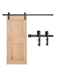 Heavy Duty Sliding Barn Door Hardware Kit for 36 to 40 Inch Doors, 330 Lbs Capacity, J shape black rollers with wooden door