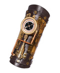 Dope Steampunk Arm Sleeve Crafted From Sturdy PU Leather With Antique Brass Gears And Built In Compass Gothic Wrist Guard for pirate cosplay gear.