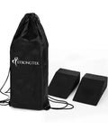 High Grade Foam Yoga Wedge Blocks Set Of Two With Carry Bag, black EVA foam wedges for balance and deep stretching.