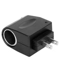 No Sweat AC To DC Converter delivering steady 12 volt output at 500 mA for car cigarette lighter adapters, compact black charger.
