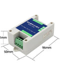 Two Channel Analog Input To Modbus RTU RS485 Converter For PLC IO Module with dimensions of 96mm x 50mm x 31mm, industrial grade