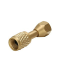 Low-Loss Quick Coupler for HVAC Refrigerant Systems, One Eighth Inch NPT Female to One Quarter Inch SAE Flare Fitting