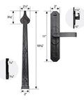 Solid 6 Piece Garage Door Handle And Hinge Kit Heavy Duty Steel Decorative Hardware with detailed dimensions and design.