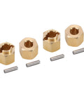 Beefy Brass Wheel Hex Hub Extenders Six Millimeter And Two Millimeter Adapters For One Eighteenth Scale RC Crawler TRX4M Upgrade Parts