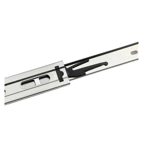 Close-up of Heavy Duty Twelve Inch Three Section Ball Bearing Drawer Slides With Hidden Bottom Mount Design showing glide mechanism.