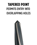 Close-up of tapered point on Beefy Three Quarter Inch Bridge Reamer With Hex Shank For Fast Hole Alignment In Construction And Bolt Or Rivet Installations Heavy Duty High Speed Steel DWR Series For Pros
