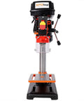 Aynuma 8 Inch Benchtop Drill Press With 400 Watt Induction Motor And Five Speed Settings, front view with tilt worktable.