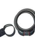 Bike Cable Lock 6 Feet By Half Inch With Resettable Four Digit Combination And Black Vinyl Coating showing rolled position