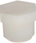 Close-up of a single plastic drain plug from Atwood Water Heater Drain Plug Kit One Half Inch Plastic Two Pack For RVs And Campers Easy Install Replacement Plugs Durable Plastic For RV Water Heaters Marine Use Replacement Part Easy Quick Install Leak Prevention.