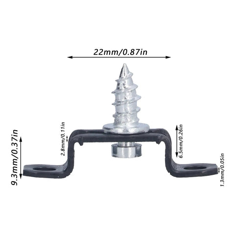 Rock Solid 2 In 1 Concealed Cabinet Connectors And Invisible Screw Fasteners Cold Rolled Steel Slide Buckles close-up view with dimensions.