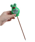 Hand holding a frog-shaped Soil Moisture Tester Kit For Plants And Lawns, Indoor Outdoor Humidity Meter, green ABS material