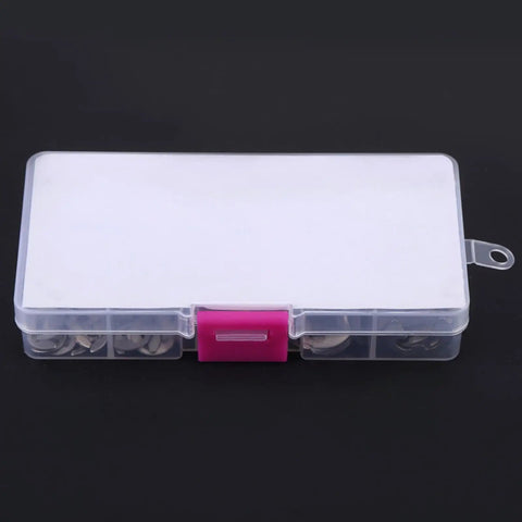 Plastic case for E Clip Assortment Kit 200 Pieces Stainless Steel Retaining Rings M1.5 Through M10 for axle shaft repair.